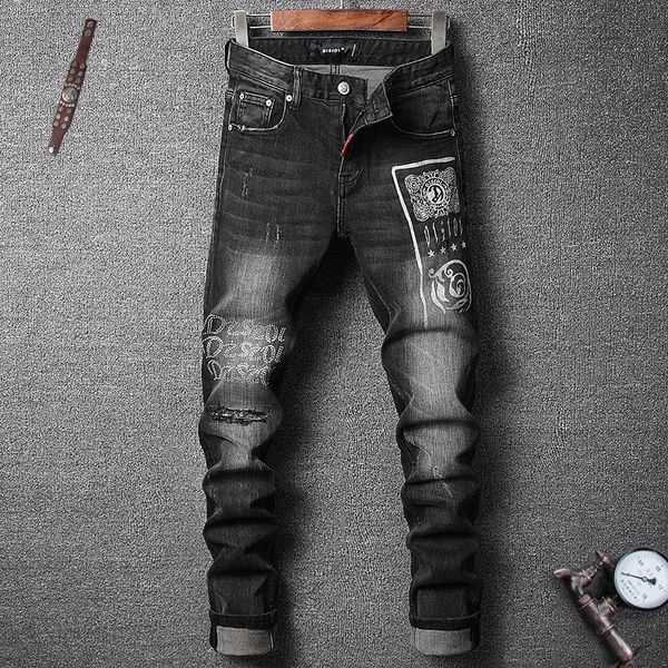 2020 fashion retro ripped jeans men's european and american high street fashion print hip hop slim punk black jeans size 28-40, Blue
2020 fashion retro ripped jeans men's european and american high street fashion print hip hop slim punk black jeans size 28-40, Blue