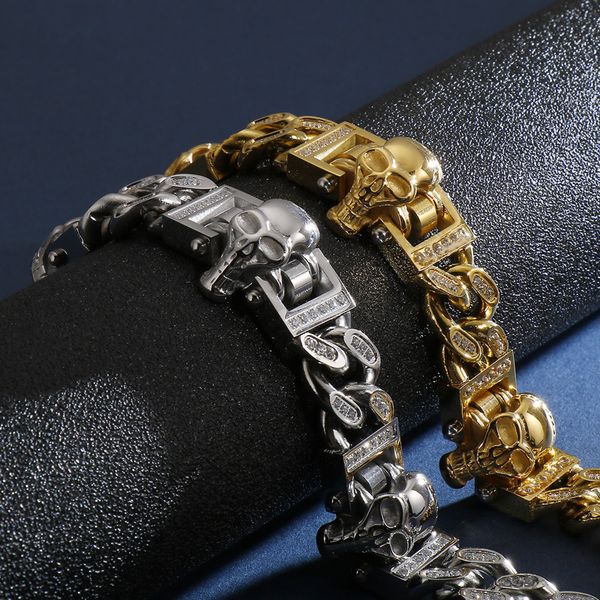 punk rock skull men's bracelet for men gold color stainless steel mens curb biker bracelets jewelry male dropshipping, Black
punk rock skull men's bracelet for men gold color stainless steel mens curb biker bracelets jewelry male dropshipping, Black