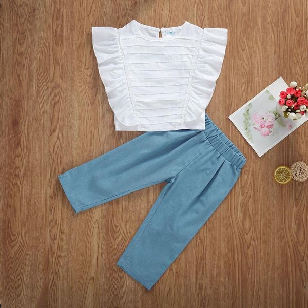 summer baby girls clothing kids ruffles shirt elastic pants trousers clothes set newborn children casual two-piece outfits, White
summer baby girls clothing kids ruffles shirt elastic pants trousers clothes set newborn children casual two-piece outfits, White