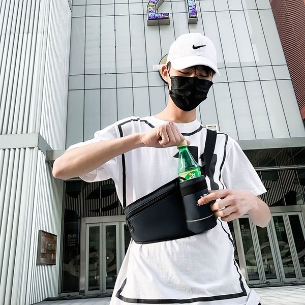 casual waist pack men chest bag 2020 fashion phone pouch reflective strip sports crossbody bag multi-function boy hip waist bags
