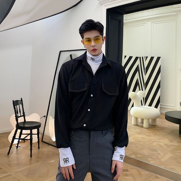 men's shirt 2020 spring new stitching trend embroidery fake two casual long-sleeved shirts youth fashion trend men's clothing, White;black
men's shirt 2020 spring new stitching trend embroidery fake two casual long-sleeved shirts youth fashion trend men's clothing, White;black