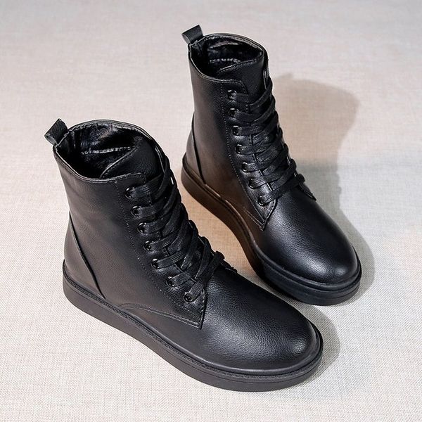 2019 women snow boots vintage solid leather natural wool fur winter warm ankle boots for women lace up flat casual shoes woman, Black
2019 women snow boots vintage solid leather natural wool fur winter warm ankle boots for women lace up flat casual shoes woman, Black