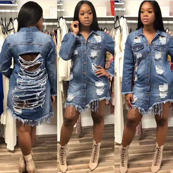 women ripped hollow out denim jackets spring autumn fashion back designer coats, Black;brown
women ripped hollow out denim jackets spring autumn fashion back designer coats, Black;brown