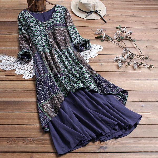 feitong dress women vintage floral print o-neck patchwork dress vestidos de verano loose long sleeve plus size summer dress, Black;gray
feitong dress women vintage floral print o-neck patchwork dress vestidos de verano loose long sleeve plus size summer dress, Black;gray