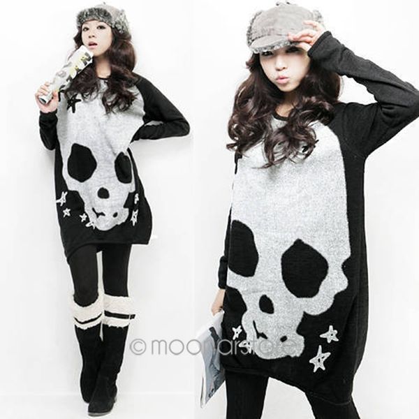 o-neck knitted long hoody women loose dressing skull print long sleeve shirt pullovers autumn winter wearing, Black
o-neck knitted long hoody women loose dressing skull print long sleeve shirt pullovers autumn winter wearing, Black