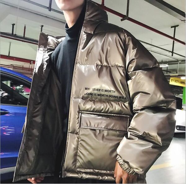 stand collar cotton coat men's short winter shiny color handsome personality spirit young men wearing winter cotton clothes, Black
stand collar cotton coat men's short winter shiny color handsome personality spirit young men wearing winter cotton clothes, Black