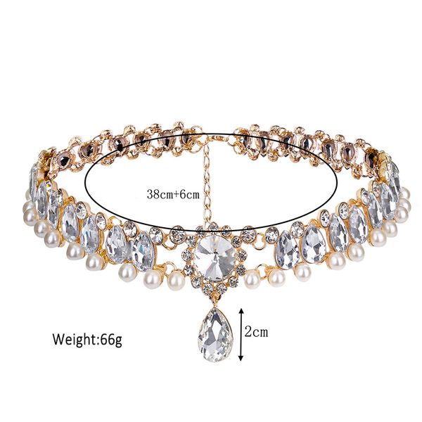 new style women bohemia necklace water drop pendant crystals imitation pearl beads collar choker necklaces, Golden;silver
new style women bohemia necklace water drop pendant crystals imitation pearl beads collar choker necklaces, Golden;silver