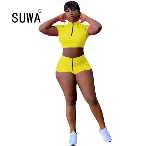 tracksuit women fitness biker shorts set zipper short sleeve crop pants two piece sets casual female streetwear outfit, White
tracksuit women fitness biker shorts set zipper short sleeve crop pants two piece sets casual female streetwear outfit, White