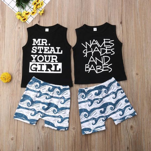 2020 new summer fashion newborn toddler baby boys sleeveless letters clothes set vest +waves print shorts 2pcs outfit set, White
2020 new summer fashion newborn toddler baby boys sleeveless letters clothes set vest +waves print shorts 2pcs outfit set, White