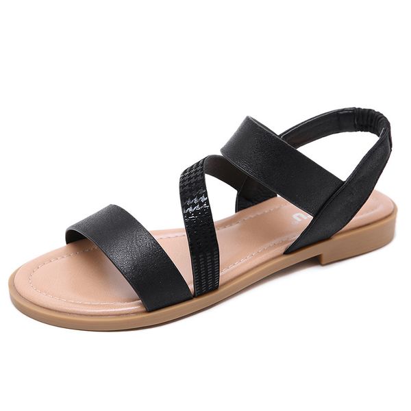 plus size new women summer sandals fashion beach comfortable ladies flats casual women flat sandals cvt184, Black