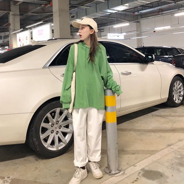 women solid color loose hoodie korean oversized streetwear preppy hooded long sleeve bayan sweatshirt, Black
women solid color loose hoodie korean oversized streetwear preppy hooded long sleeve bayan sweatshirt, Black