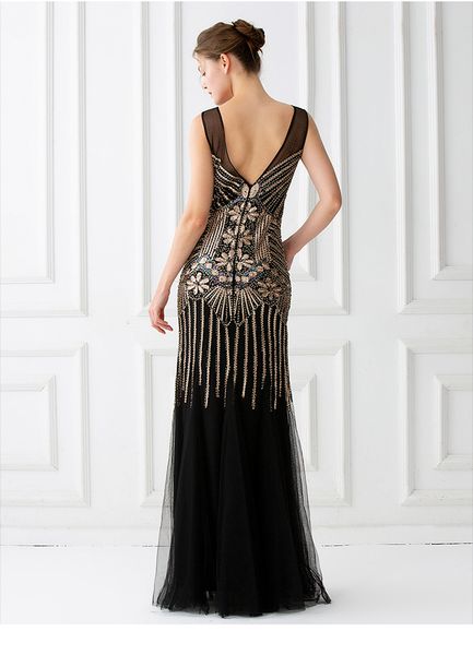 new style retro hand-made mesh dress for autumn and winter in europe and america, Black
new style retro hand-made mesh dress for autumn and winter in europe and america, Black