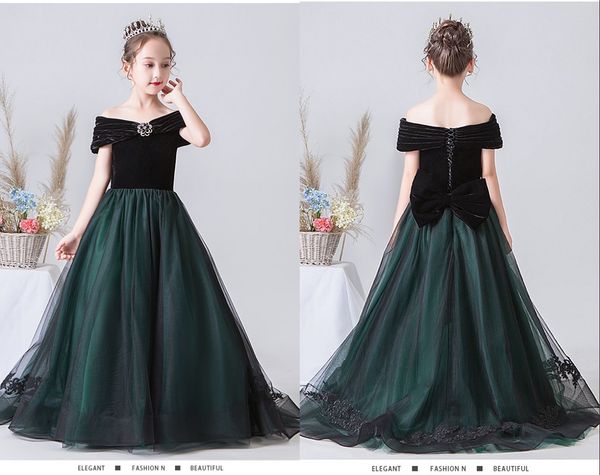 princess dark green black girls pageant dresses off the shoulder with short sleeves tulle long flower girls first communion dress, White;red
princess dark green black girls pageant dresses off the shoulder with short sleeves tulle long flower girls first communion dress, White;red