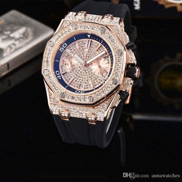 new luxury mens watch black rubber strap diamond case all dial work chronograph quartz movement sports men watches, Slivery;brown
new luxury mens watch black rubber strap diamond case all dial work chronograph quartz movement sports men watches, Slivery;brown