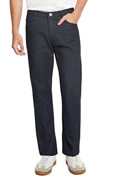 9 crowns essentials men's straight fit dark wash denim jeans, Blue