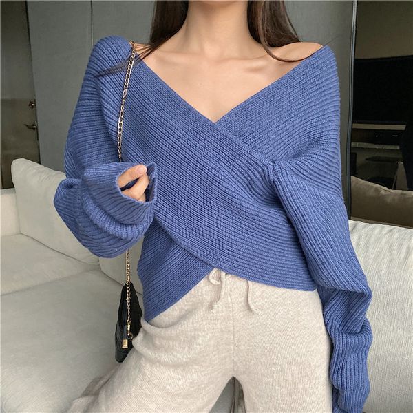 gruiiceen elegant wrap v-neck winter knit sweater women oversize long sleeve korean pullovers jumper, White;black
gruiiceen elegant wrap v-neck winter knit sweater women oversize long sleeve korean pullovers jumper, White;black