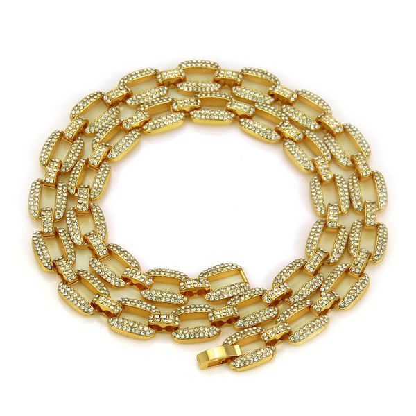 cuban link chains hip-hop diamond chain necklace men's domineering gold chain pendant, Silver
cuban link chains hip-hop diamond chain necklace men's domineering gold chain pendant, Silver