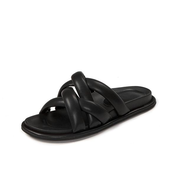 black new slipper for women fashion summer cow leather low heel slip on slides summer outdoor casual shoes
black new slipper for women fashion summer cow leather low heel slip on slides summer outdoor casual shoes
