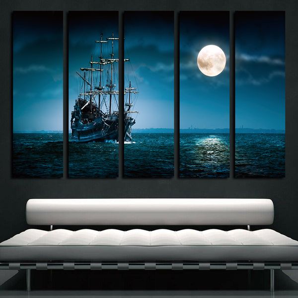 5 panels canvas print wall art seascape full moon night sea pictures moonlight ocean ship artwork blue ocean
5 panels canvas print wall art seascape full moon night sea pictures moonlight ocean ship artwork blue ocean