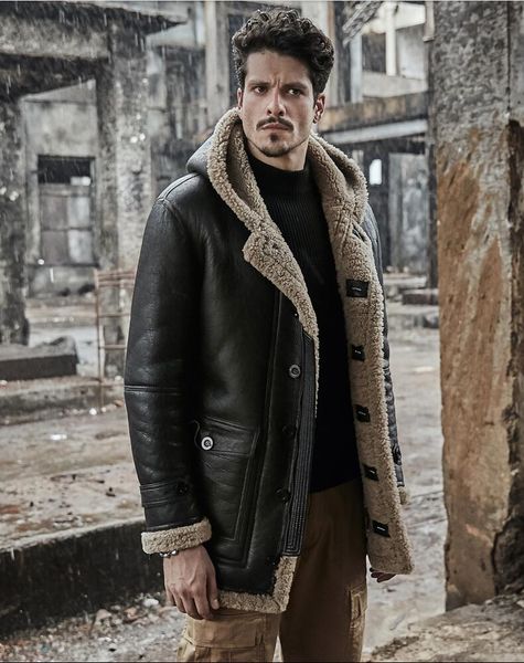 men winter thicker fur one leather jacket hooded long sheepskin leather coat high-end genuine outwear coats s-6xl, Black
men winter thicker fur one leather jacket hooded long sheepskin leather coat high-end genuine outwear coats s-6xl, Black