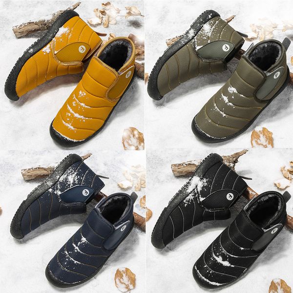 fashion men's plus velvet warm outdoor sports shoes waterproof snow cotton boots, Black