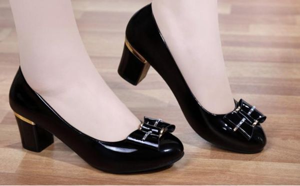 2019 women's shoes in spring and autumn with new style high heel coarse heel round head bowknot@asd614, Black
2019 women's shoes in spring and autumn with new style high heel coarse heel round head bowknot@asd614, Black