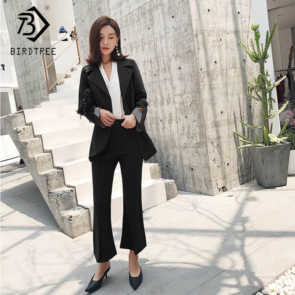 women's patchwork pant suits long sleeve notched sashes rings zipper pockets pants office lady 2019 fashion s91442j, White;black
women's patchwork pant suits long sleeve notched sashes rings zipper pockets pants office lady 2019 fashion s91442j, White;black