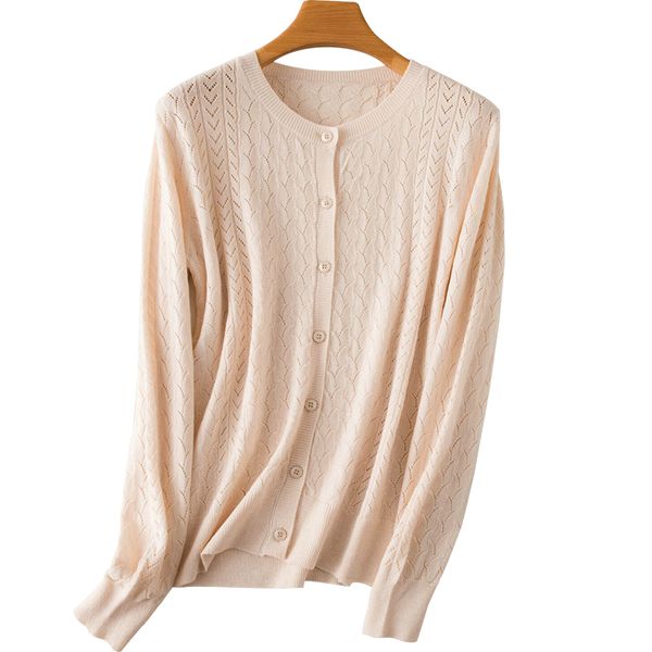 women's knits & tees knitted cardigan hollow out sweater 2021 spring women solid o-neck outerwear fashion cashmere for female, White
women's knits & tees knitted cardigan hollow out sweater 2021 spring women solid o-neck outerwear fashion cashmere for female, White