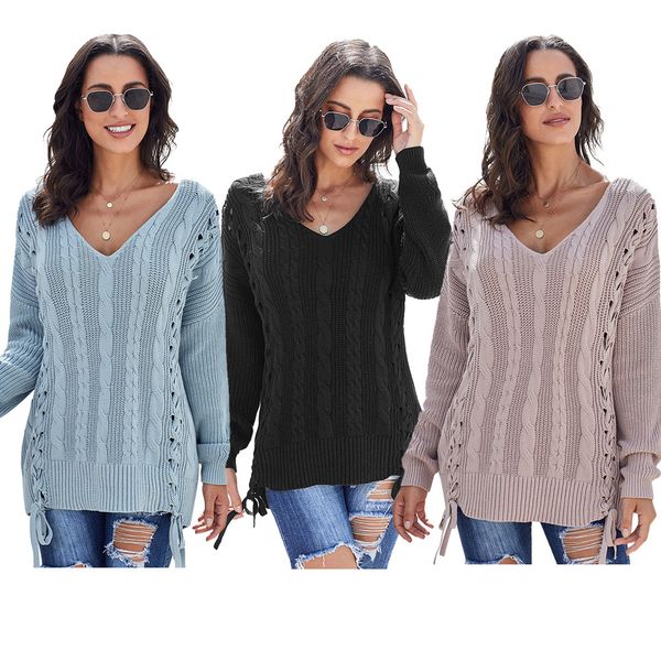 тканые шнуровка хлопок свитер womens зима новый европейский и американский foreign trade solid color v-образным вырезом с длинными рукавами, White
тканые шнуровка хлопок свитер womens зима новый европейский и американский foreign trade solid color v-образным вырезом с длинными рукавами, White