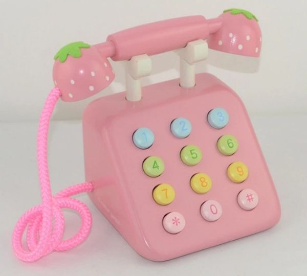 strawberry pink model phone set play house wooden toys childrens day gift pet farm products supplies
