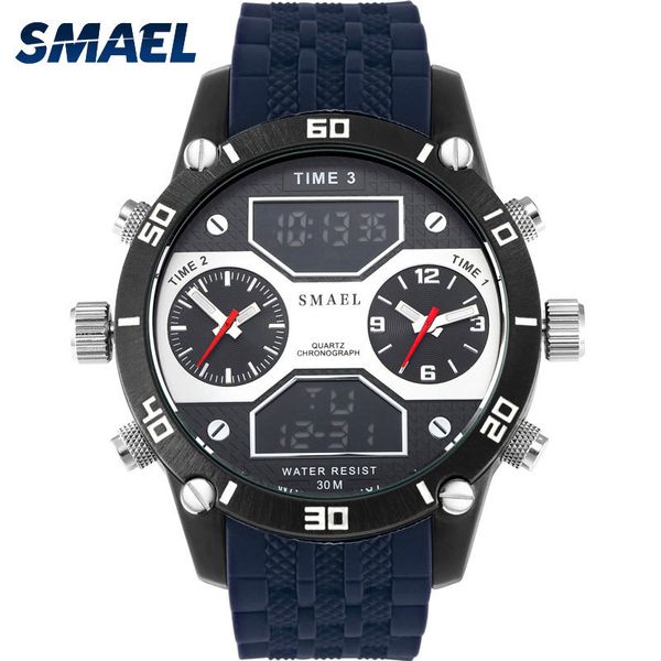 big dial watches casual alloy quartz-watch three time display analog digital men's wristwatch sports 1159 waterproof relogio, Slivery;brown
big dial watches casual alloy quartz-watch three time display analog digital men's wristwatch sports 1159 waterproof relogio, Slivery;brown