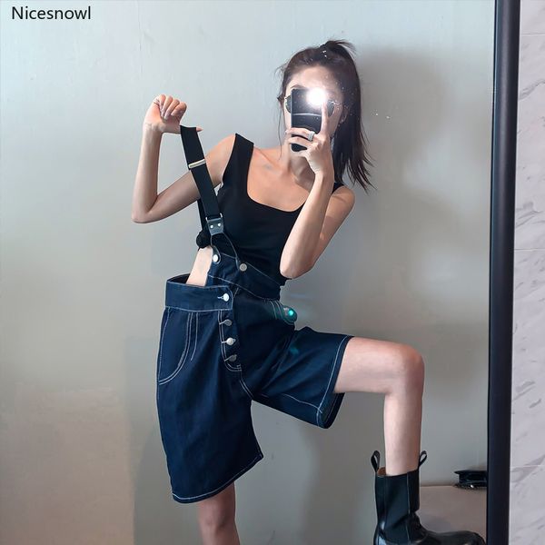net red one-shoulder shoulder strap jeans women's summer thin high waist slimming wide leg shorts loose casual fifth pants, Blue
net red one-shoulder shoulder strap jeans women's summer thin high waist slimming wide leg shorts loose casual fifth pants, Blue