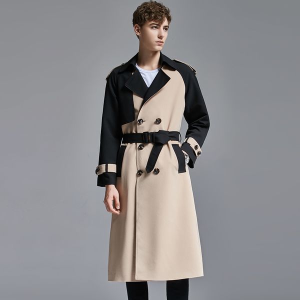minglu contrast color mens trench luxury double breasted long style mens jackets and coats plus size 6xl slim fit male coats, Black
minglu contrast color mens trench luxury double breasted long style mens jackets and coats plus size 6xl slim fit male coats, Black
