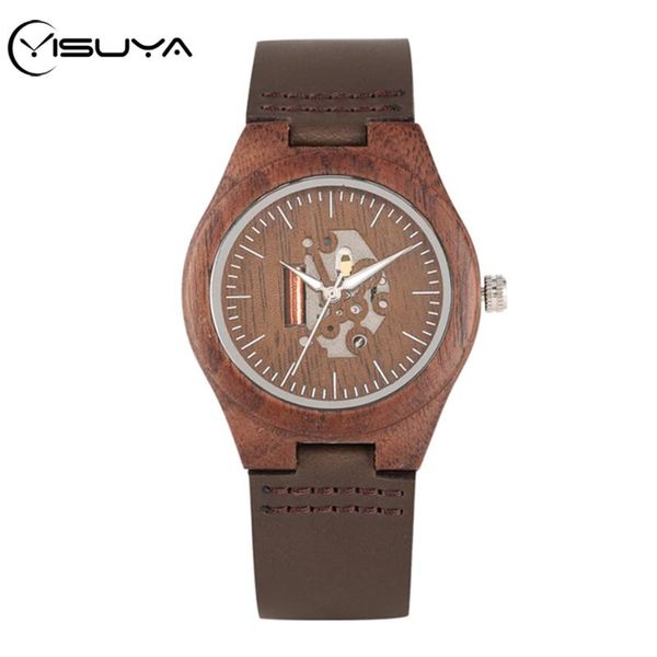 yisuya women watch vintage walnut wood watches retro stripe exposed skeleton hollow dial clock leather wrist reloj lover gifts, Slivery;brown
yisuya women watch vintage walnut wood watches retro stripe exposed skeleton hollow dial clock leather wrist reloj lover gifts, Slivery;brown