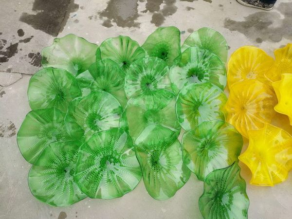 100% Hand Blown Dale Chihuly Style Hanging Plates Borosilicate Glass Flower Wall Art For Museum Gallery Deco