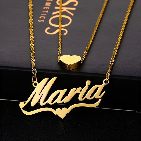 multi-layer necklace name custom jewelry for women personalized nameplate heart necklace pendant gold stainless steel chain, Golden;silver
multi-layer necklace name custom jewelry for women personalized nameplate heart necklace pendant gold stainless steel chain, Golden;silver
