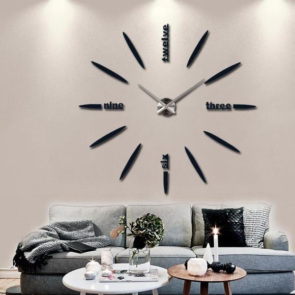 diy wall clock large frameless modern design watch clock home bedroom decoration gift creative wall in living room