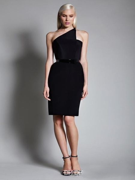 classic black satin one shoulder knee length cocktail dresses sheath back zipper with sash party gowns for women evening custom, Black;red
classic black satin one shoulder knee length cocktail dresses sheath back zipper with sash party gowns for women evening custom, Black;red