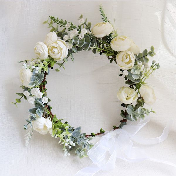 white elegant girl wreath headwear flower accessory