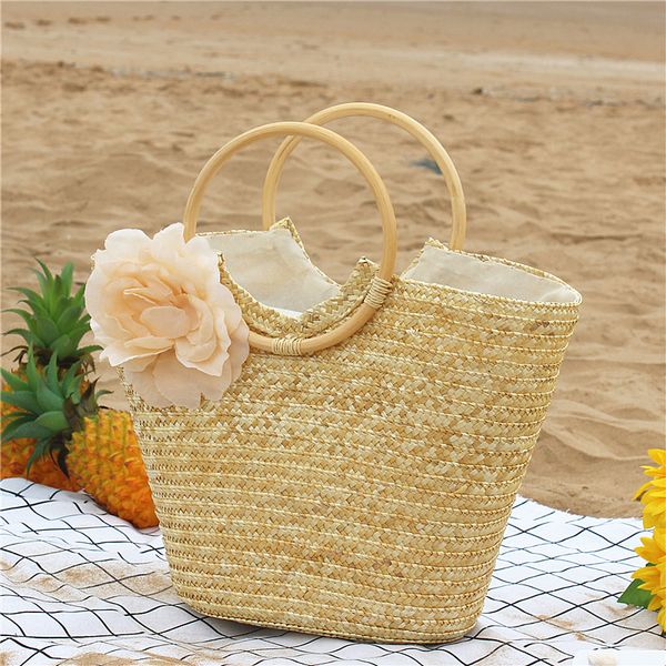 natural straw handbag wood rattan handle woven bag flower hand woven straw beach bag
natural straw handbag wood rattan handle woven bag flower hand woven straw beach bag