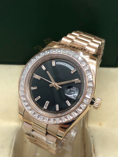 luxury mens watch rose gold 41mm new square diamond bezel daydate black dial diamond index asia movement mechanical automatic watche, Slivery;brown
luxury mens watch rose gold 41mm new square diamond bezel daydate black dial diamond index asia movement mechanical automatic watche, Slivery;brown