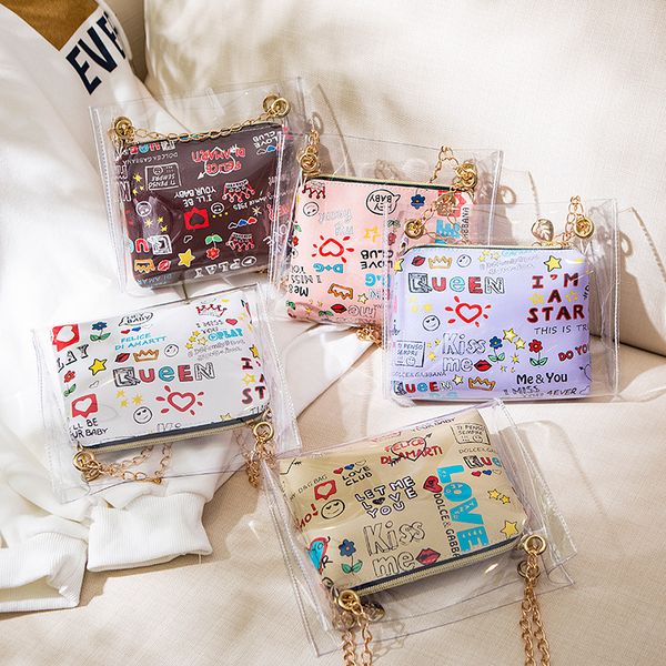 2020 women's shoulder bag new fashion messenger bag candy color transparent chain letter graffiti combination bags coin purse
2020 women's shoulder bag new fashion messenger bag candy color transparent chain letter graffiti combination bags coin purse
