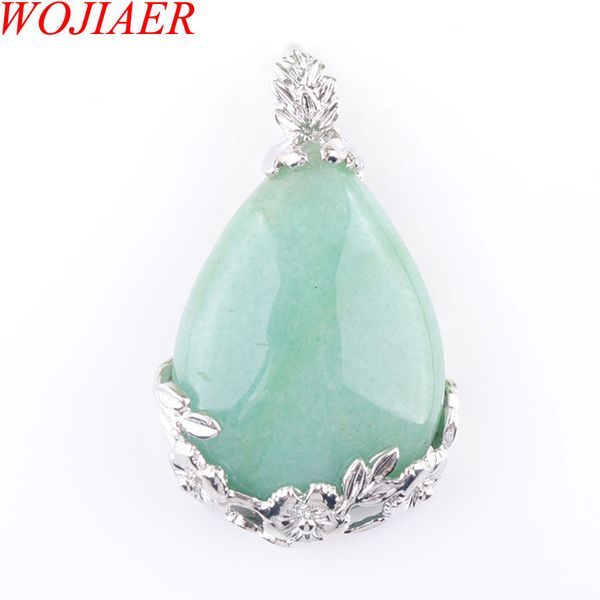 wojiaer tear water drop love natural green aventurine gem stone pendant necklace reiki bead women jewelry n3467, Silver
wojiaer tear water drop love natural green aventurine gem stone pendant necklace reiki bead women jewelry n3467, Silver