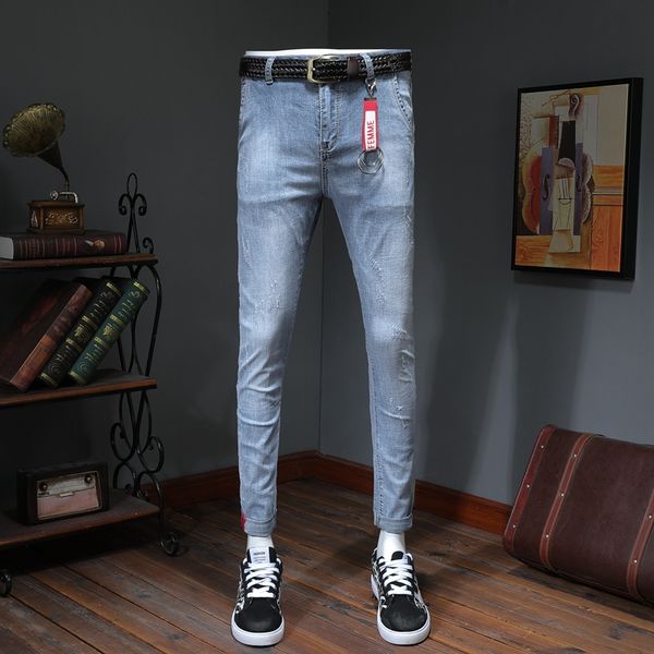 new british style men pure blue stretch slim fit jeans 
new british style men pure blue stretch slim fit jeans