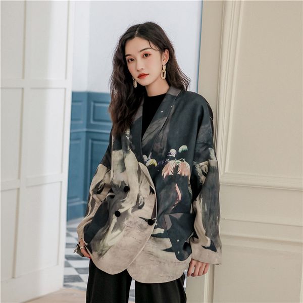 women's suits & blazers 2021 spring plus size character print back black and white striped casual suit jacket ladies autumn loose offic, White;black
women's suits & blazers 2021 spring plus size character print back black and white striped casual suit jacket ladies autumn loose offic, White;black