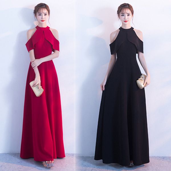 evening dress female 2020 new hanging neck long section elegant slimming banquet dress long skirt korean party dress, White;black
evening dress female 2020 new hanging neck long section elegant slimming banquet dress long skirt korean party dress, White;black