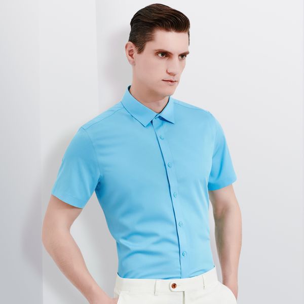 men's casual shirts summer short sleeve non-iron bamboo-fiber shirt pocket-less design standard-fit formal business solid dress, White;black
men's casual shirts summer short sleeve non-iron bamboo-fiber shirt pocket-less design standard-fit formal business solid dress, White;black