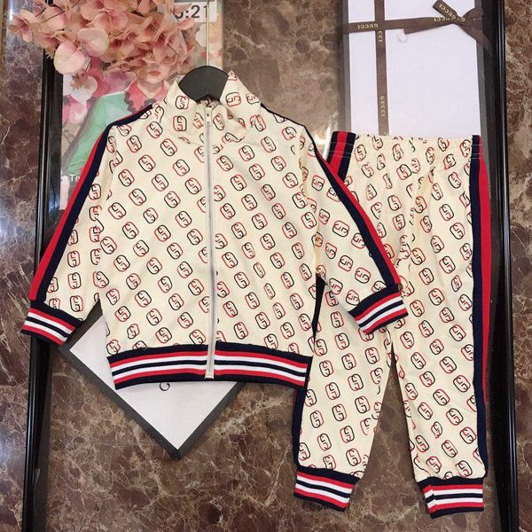 2019 new children's long sleeve two-piece suit190810#002, White 
2019 new children's long sleeve two-piece suit190810#002, White