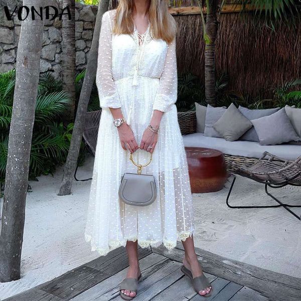 vonda women dress dot print tassel lace hallow maxi long strap dress 2019 casual loose vestidos plus size summer sundress, Black;gray
vonda women dress dot print tassel lace hallow maxi long strap dress 2019 casual loose vestidos plus size summer sundress, Black;gray