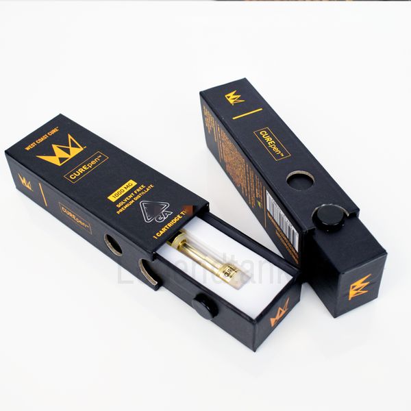 

Картриджи Curepen 1.0 мл Западное побережье Cure Vape Pen Gold Th210 Th205 Керамические катушки Тележки для 510 нитей густого масла с 12 ароматами